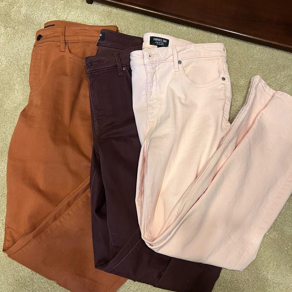 NYDJ Women's Straight Leg Jeans - Pink, Purple, and Orange